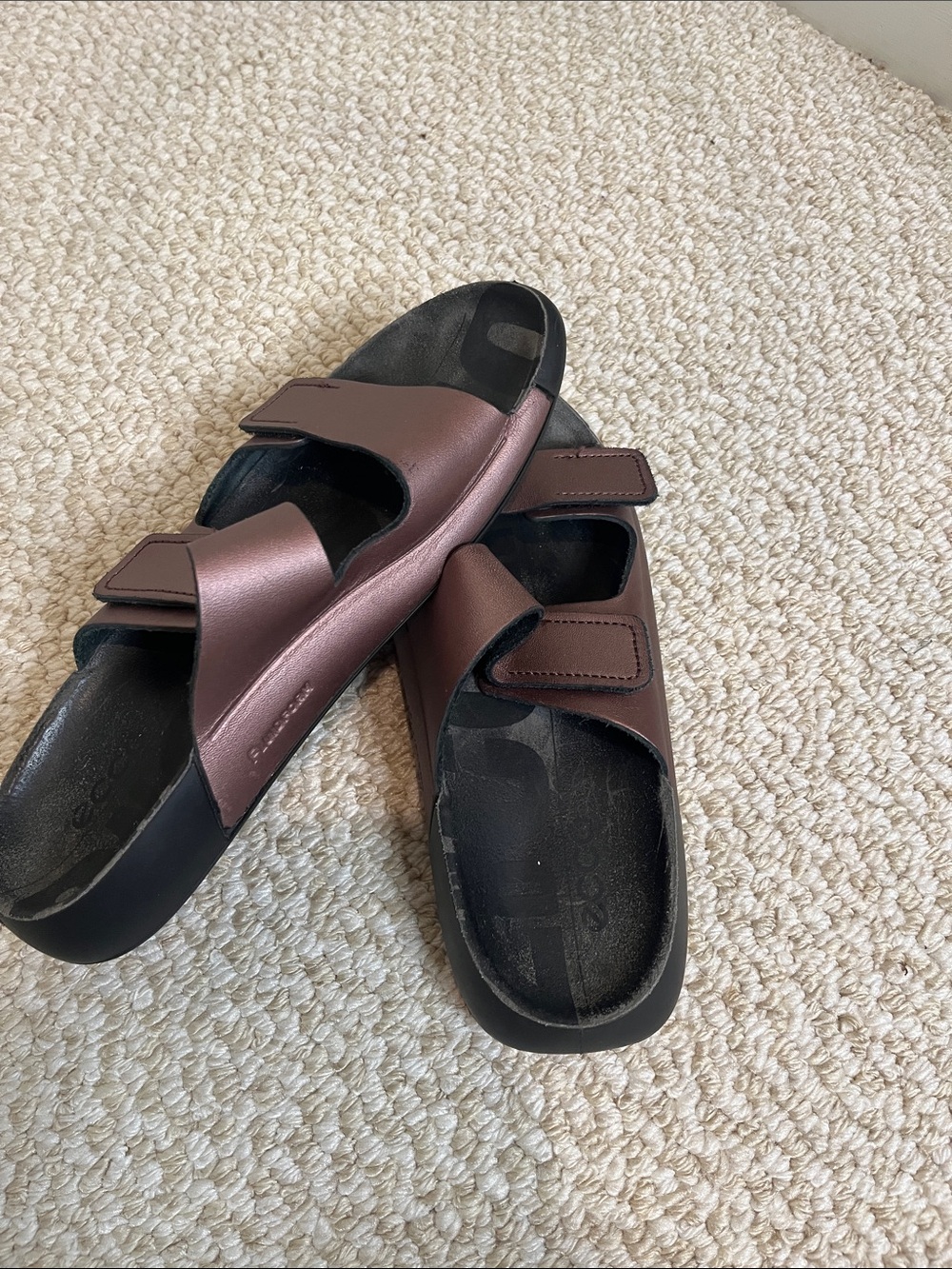 Ecco Women's Metallic purple Double-Strap Slide Sandals